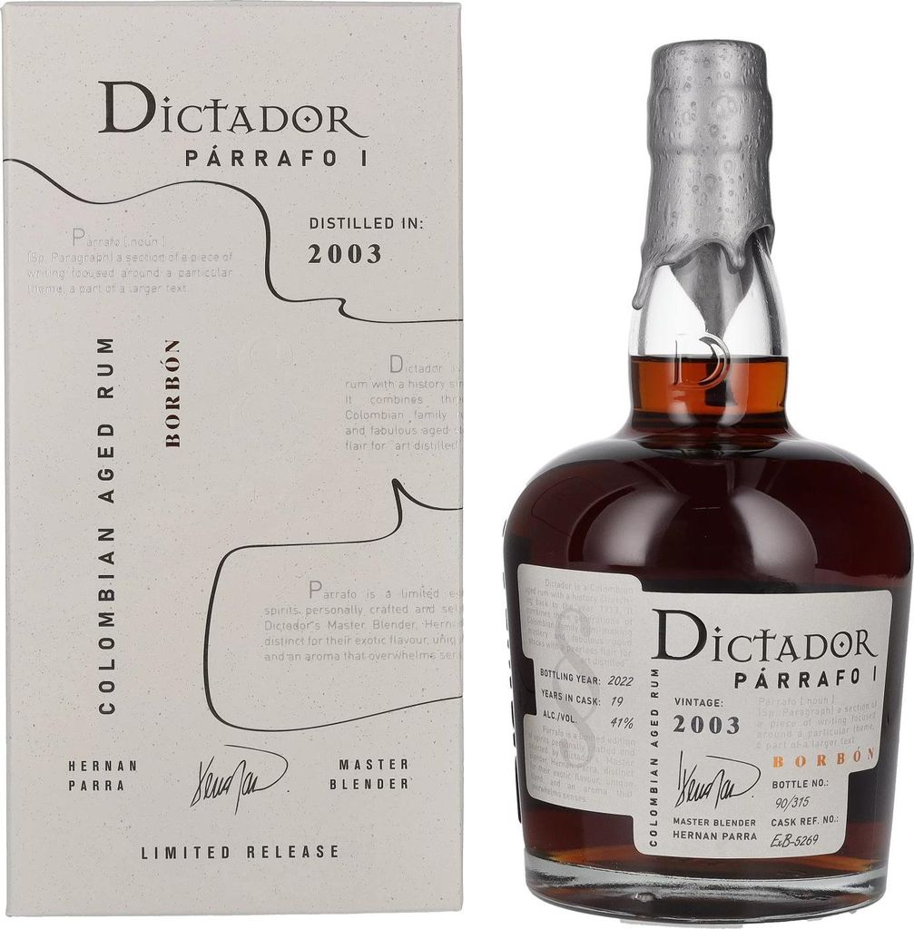 Dictador PÁRRAFO I 19 Years Old BORBÓN Vintage 2003 41% Vol. 0,7l in Geschenkbox