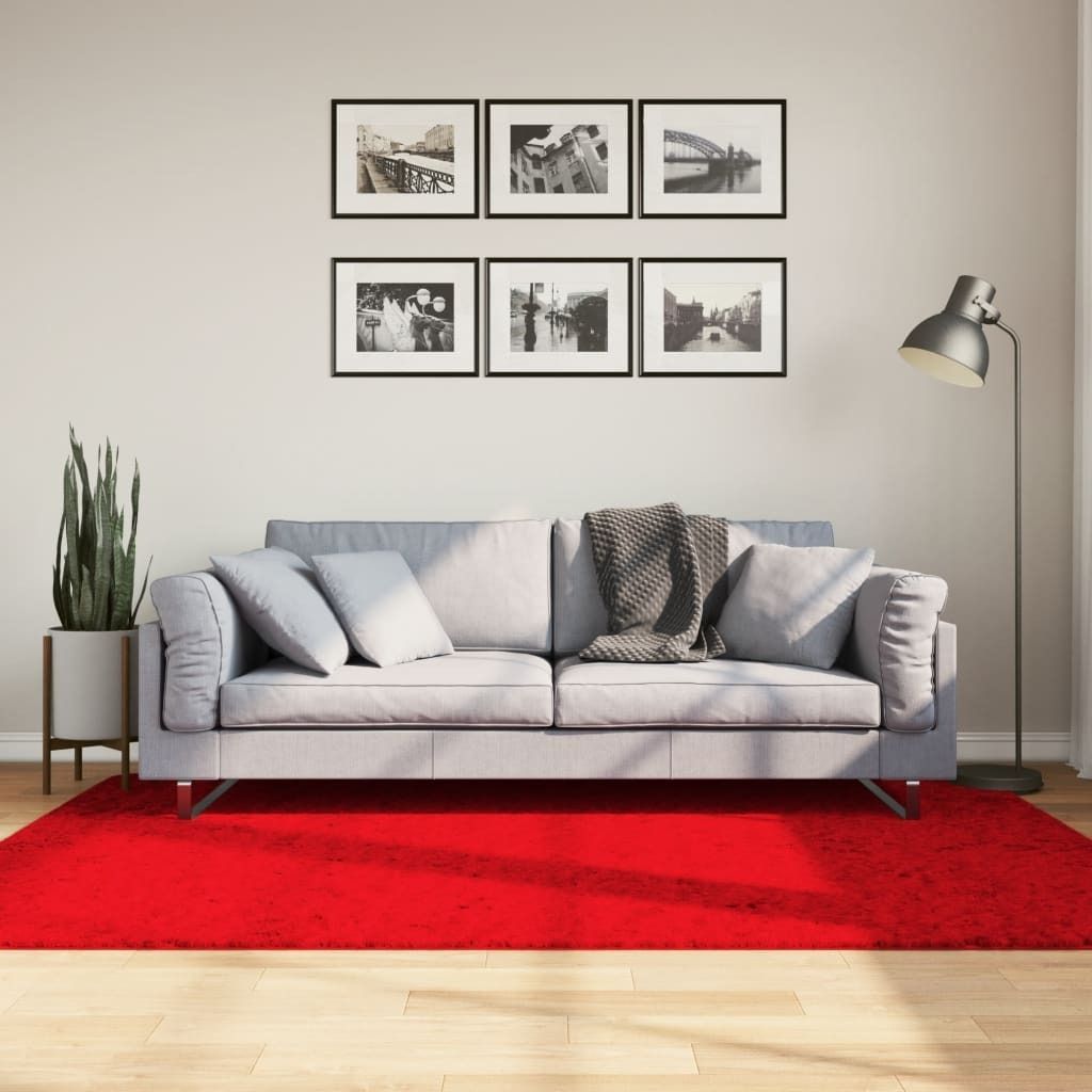 "im Angebot" Teppich HUARTE Kurzflor Weich und Waschbar Rot 140x200 cm - Designerteppiche CC17237