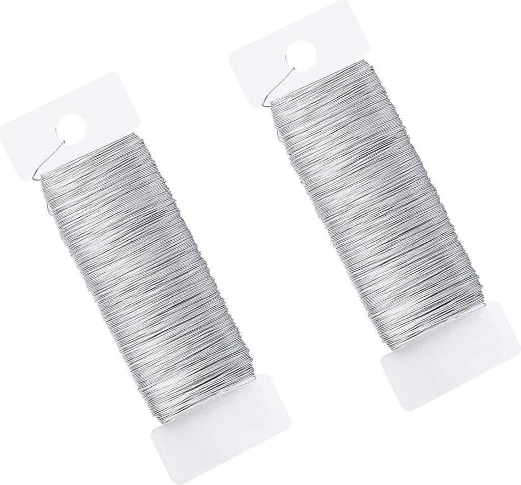0,35mm x 100m Basteldraht Dünn, 2 Rollen Draht zum Basteln Schmuckdraht Weihnachten Basteln Blumendraht Floristendraht Wickeldraht Basteldrähte f...