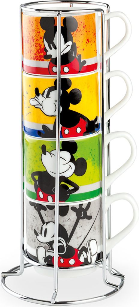 Egan MICKEY I AM Set aus 4 stapelbaren Espressotassen 80 ml im Metallständer