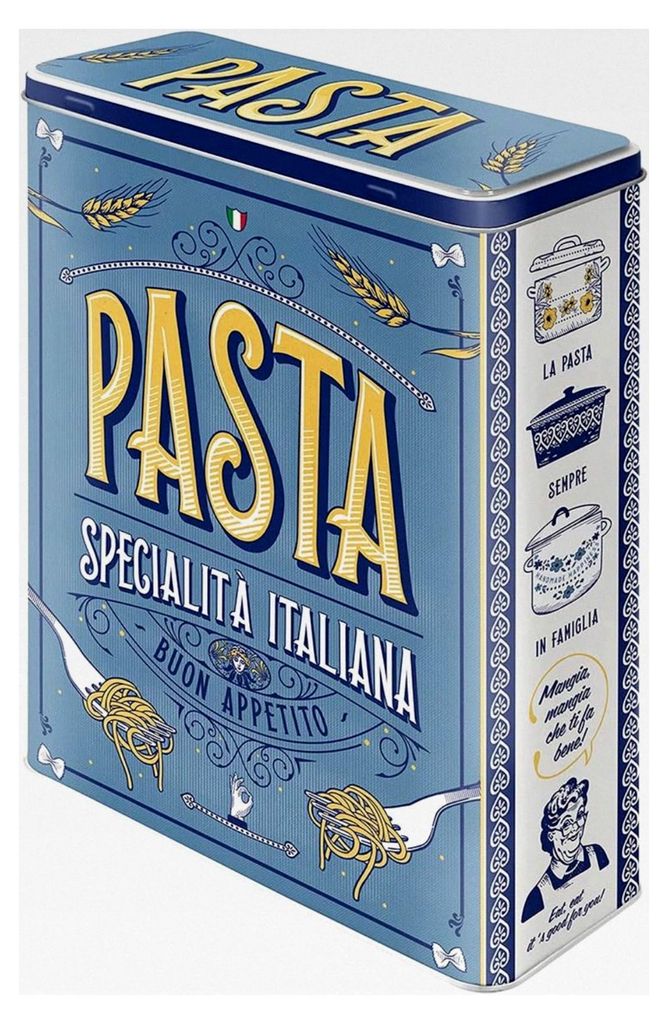 Retro Vorratsdose XL, 4 l, Pasta – Geschenkidee für die Küche, Aufbewahrungsbox für Nudeln, Vintage-Design