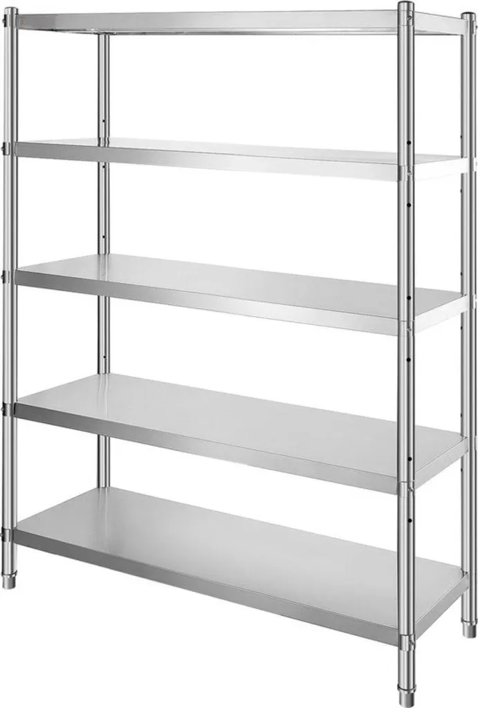 Étagère de rangement inox haute résistance 150 kg avec 5 niveaux gris