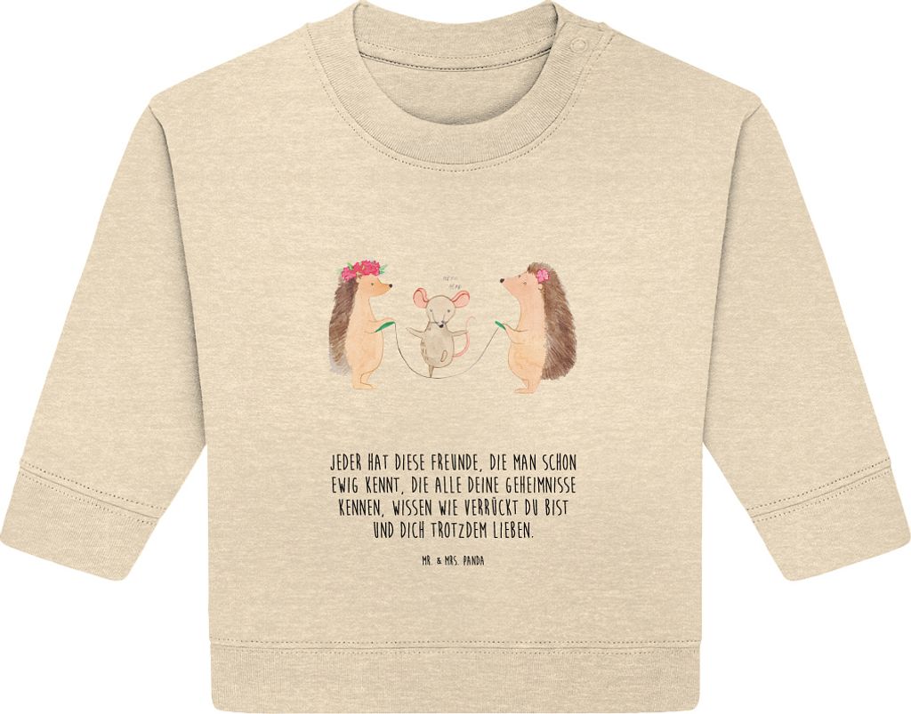 Mr. & Mrs. Panda Organic Baby Pullover Igel Seilhüpfen 12. - 18. Monat - Natural Raw - Geschenk, Seilspringen, Kinder, Bullover, Maus, Lustige Spr...