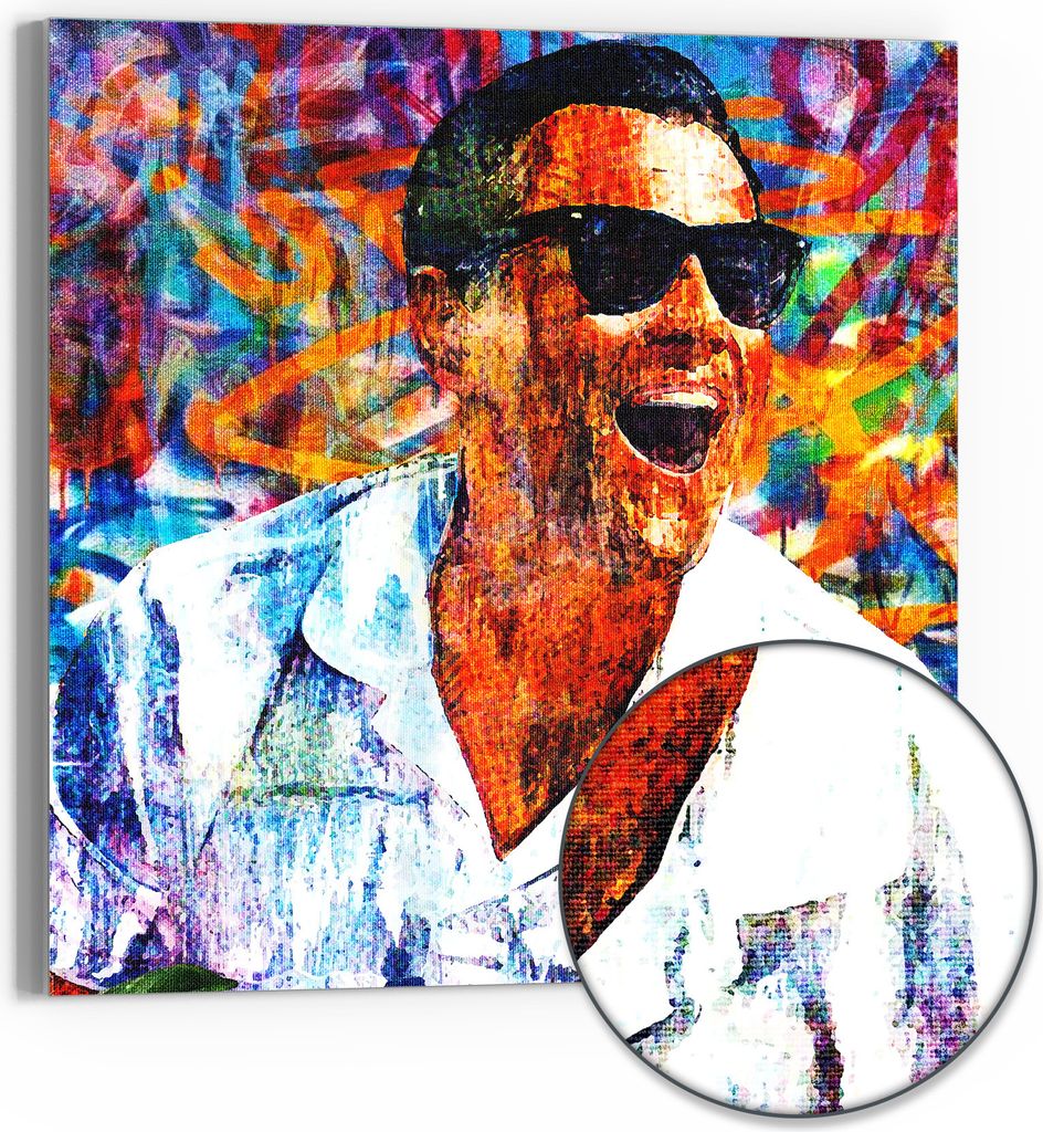 DEQOART Hybrid Leinwand Bild 50x50 cm 'Börsenfreude' Wandbild Glas flach modern