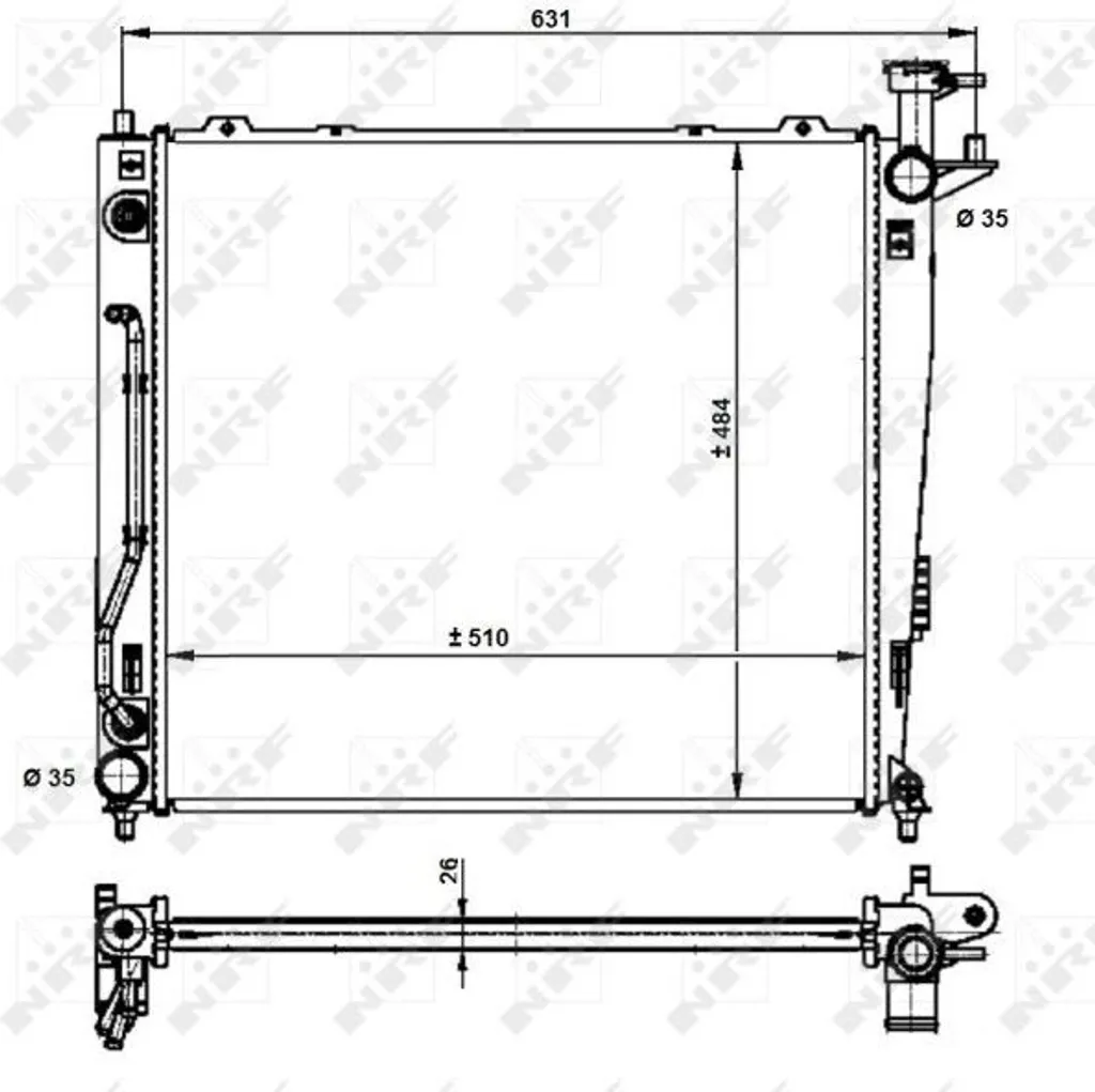 Radiateur moteur NRF 59201 pour Kia Sorento II XM - OE 253102P300 Qualité