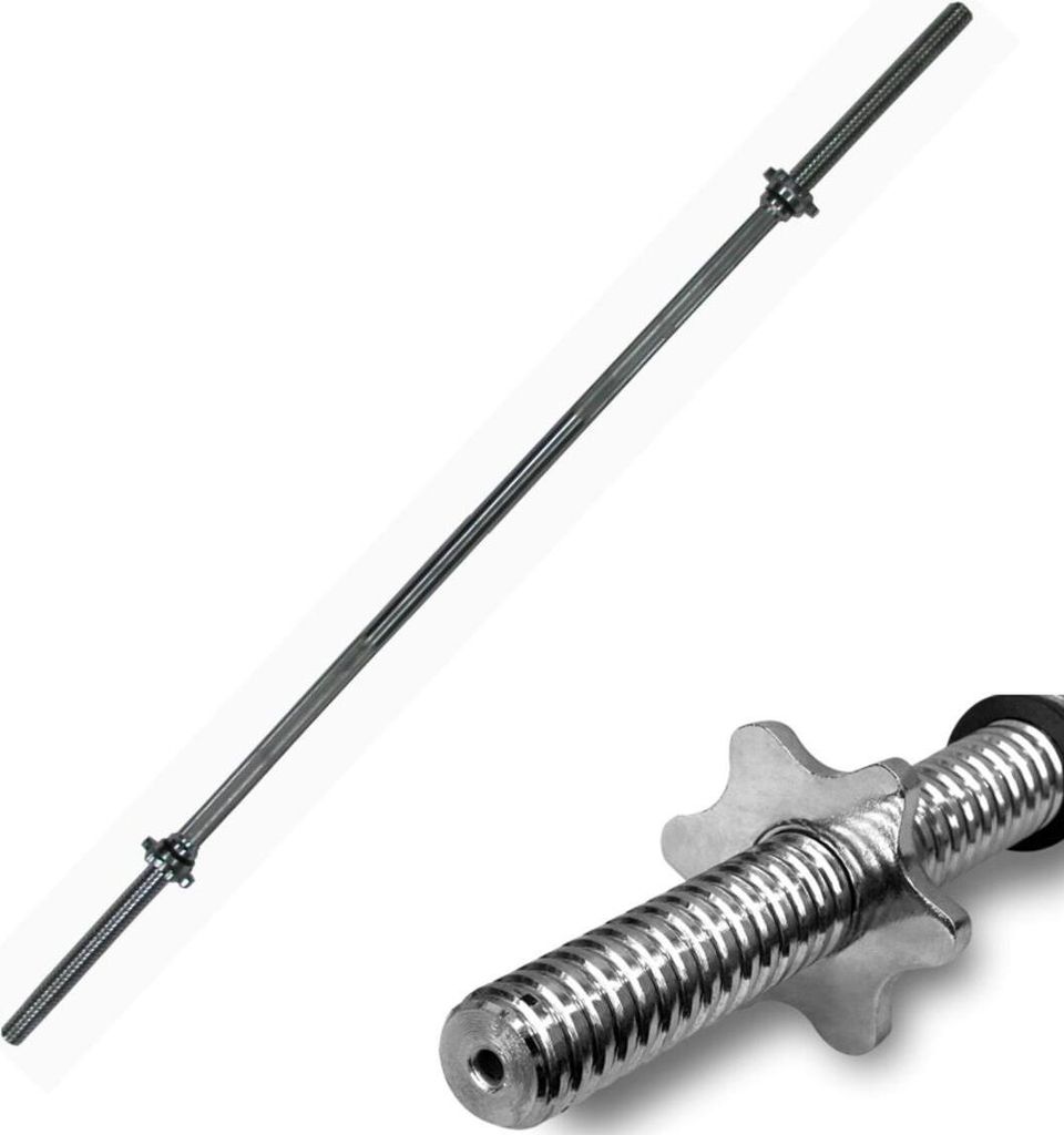 A barbell with a close-up of one of its ends.