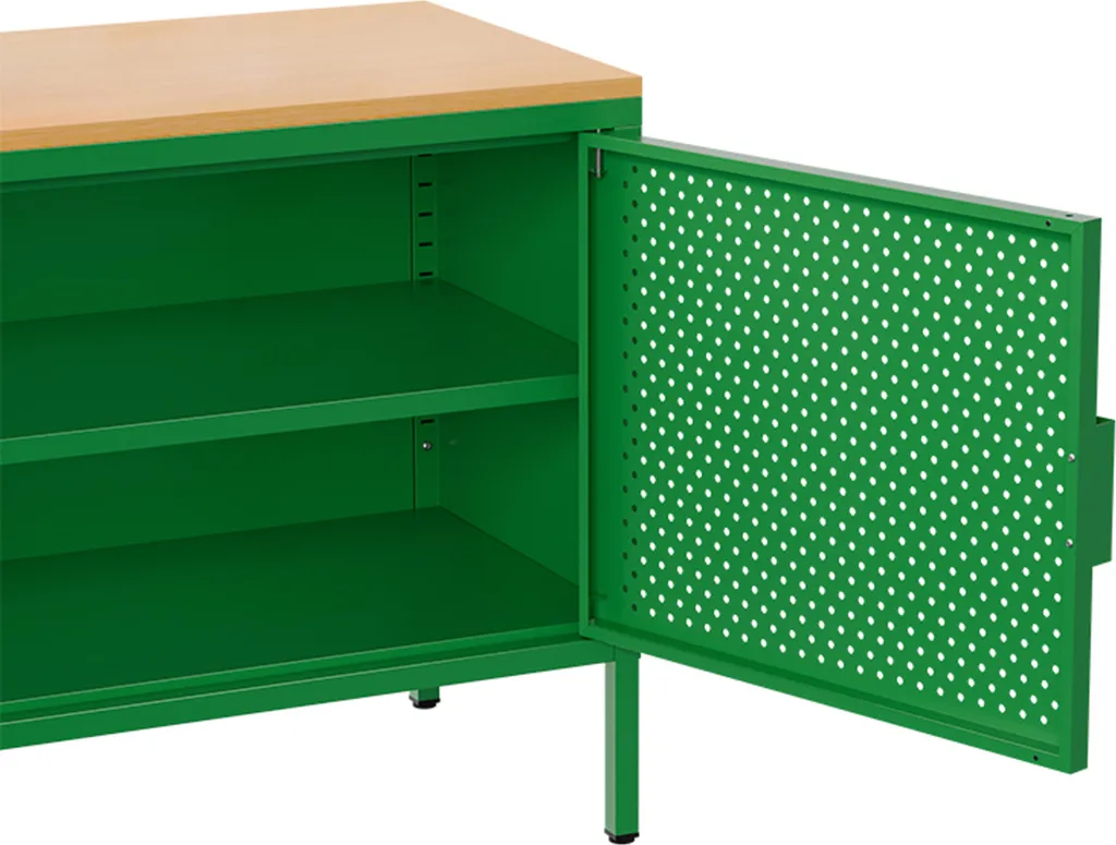 Buffet bas 100 cm métal vert rangement robuste pour petit appartement - 6