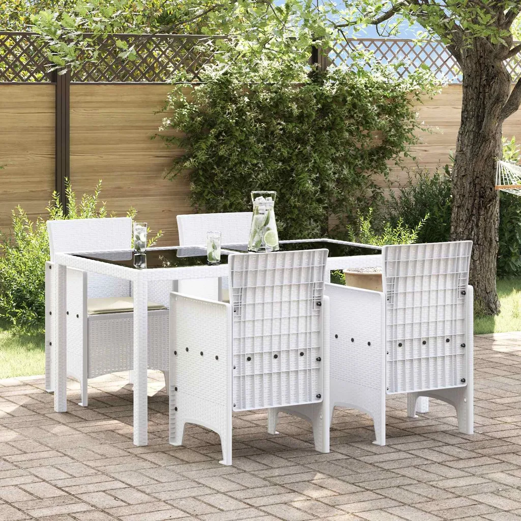 vidaXL Sedia da giardino con cuscini 4 pz Bianco 53 x 49 x 85 cm Polipropilene