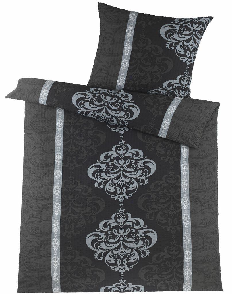 2-tlg. Soft Seersucker Bettwäsche 135x200 +80x80 cm, Ornamente, bügelfrei