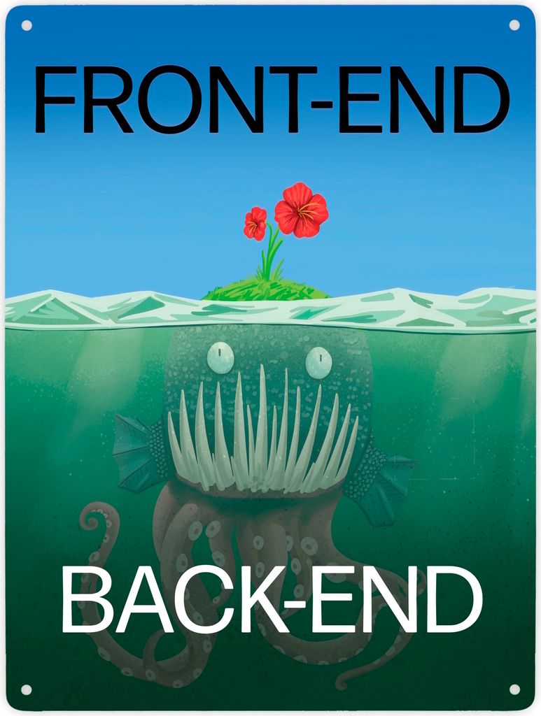 Unterschied zwischen Front-End und Back-End Metallschild XXL in 28x38 cm für