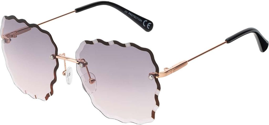 Damen Sonnenbrille Eckige Form 80er Modern Urlaub Sommer Strand 30563 Violett-Rose