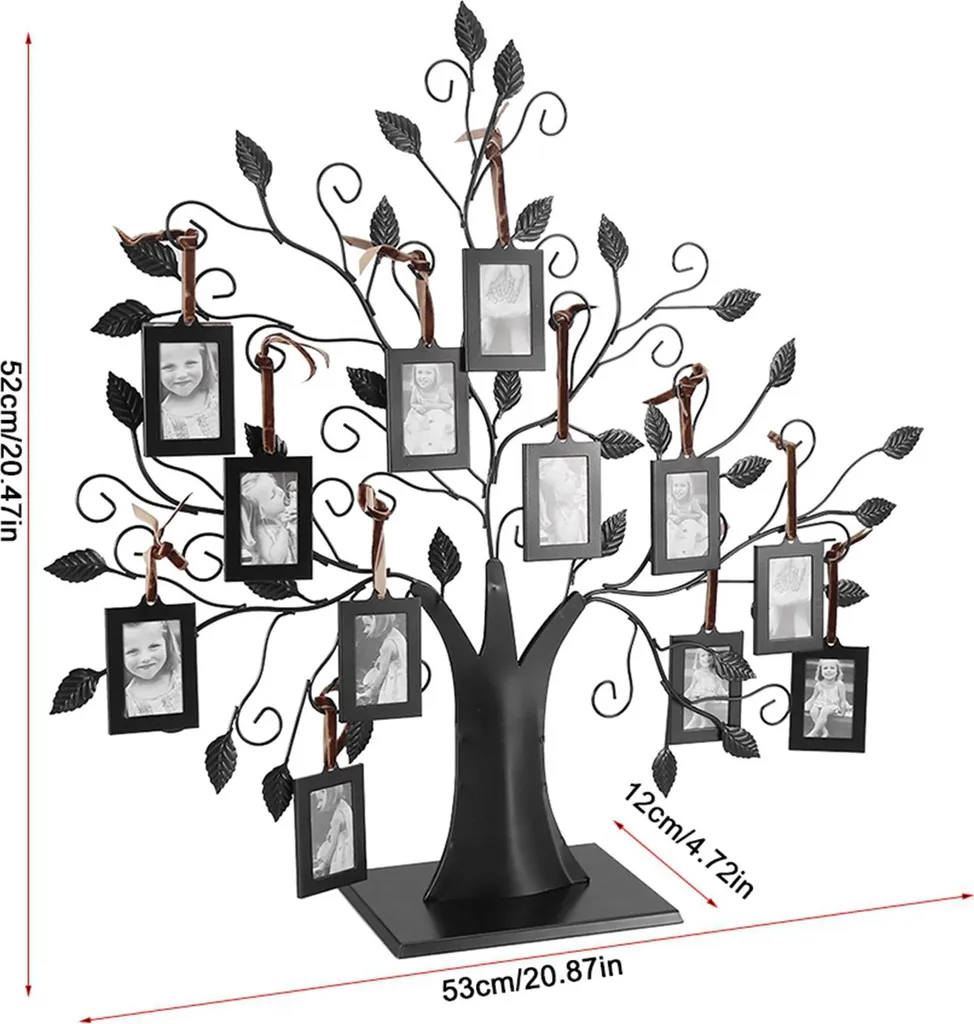 Arbre avec cadre photo suspendu moderne en métal pour salon taille M - 4