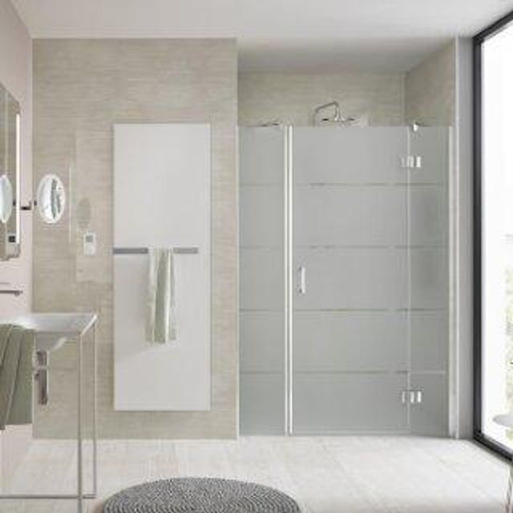 HSK 28035140-41-520 Aperto Pro Drehtür Pendelbar mit Festteil für Raumnische 3-teilig 1400x2000mm Chromoptik Grau