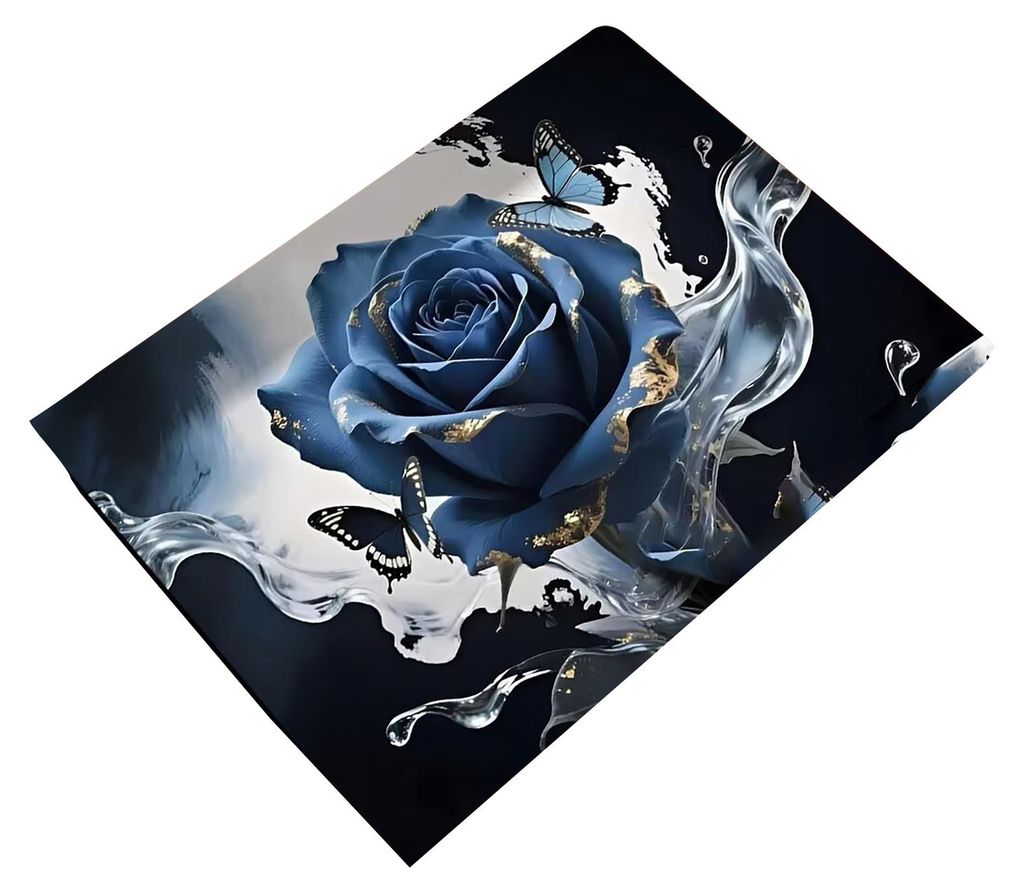 3D-Rosen-Fußmatte mit Blumenmuster, rutschfest, realistische Rosen und Schmetterlinge, Badezimmerteppich für Eingangsbereich, Schlafzimmer und Wo...