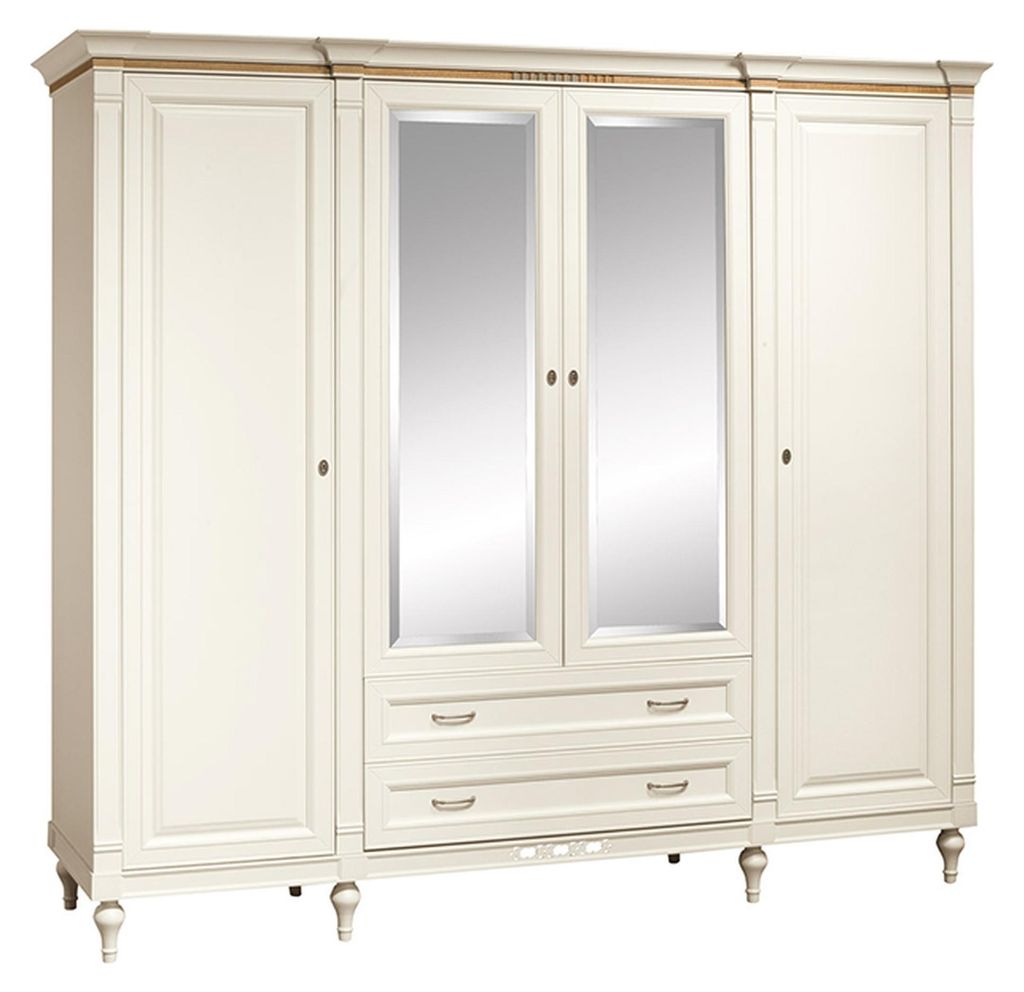 Klassischer Schrank Kleiderschrank Massiv Landhaus Großer Spiegelschrank FL-D4