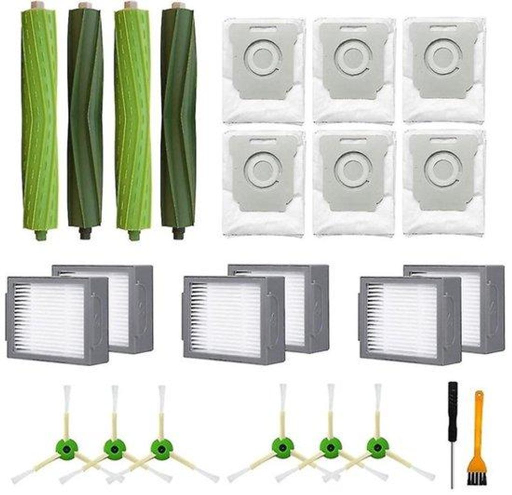 Staubsaugerzubehör - Zubehörset - geeignet für iRobot Roomba-Staubsauger (i7, i7+, E5, E6, 800/900-Serie) - 4 Hauptbürsten, 6 Filter, 6 Seitenb...