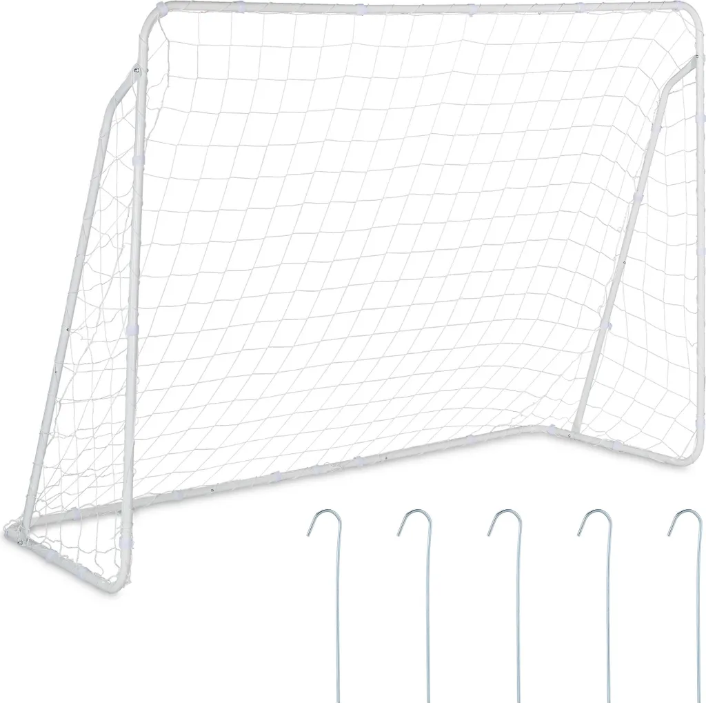 Relaxdays But de Football en Acier Blanc : Cage de Foot Durable 3m