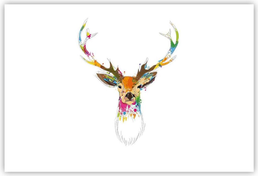 Poster - Poster ohne Rahmen - Deer fantasie Graffiti Grafik - 91,5x61 cm - Wand Bild - Wanddeko - Wandbilder - Kunstposter - Wandposter - Bilder - ...
