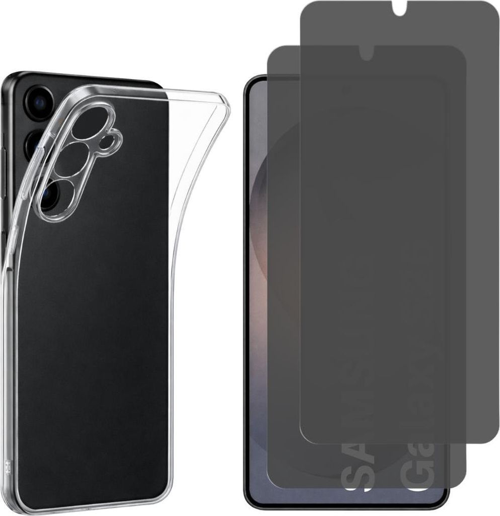 Hülle für Samsung Galaxy S26 und 2 gehärtete Gläser Schwarz Anti-Spionage-Displayschutzfolie Phonillico