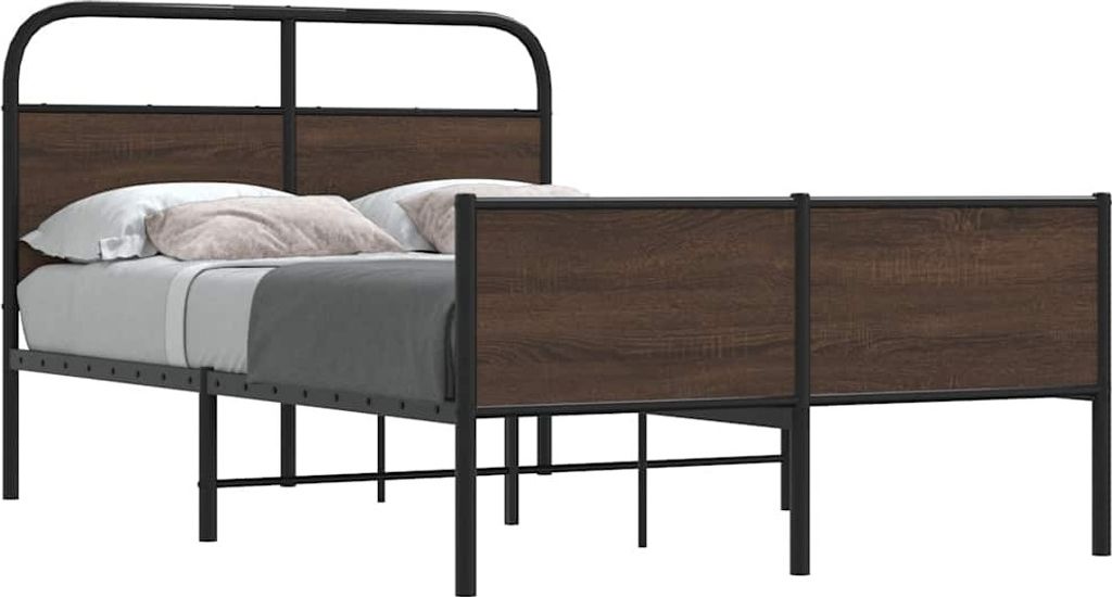 "2026 Promotion" Bettgestell moderne - ohne Matratze - 140x190 cm - Braun Eichen-Optik - Polsterbett CC25219