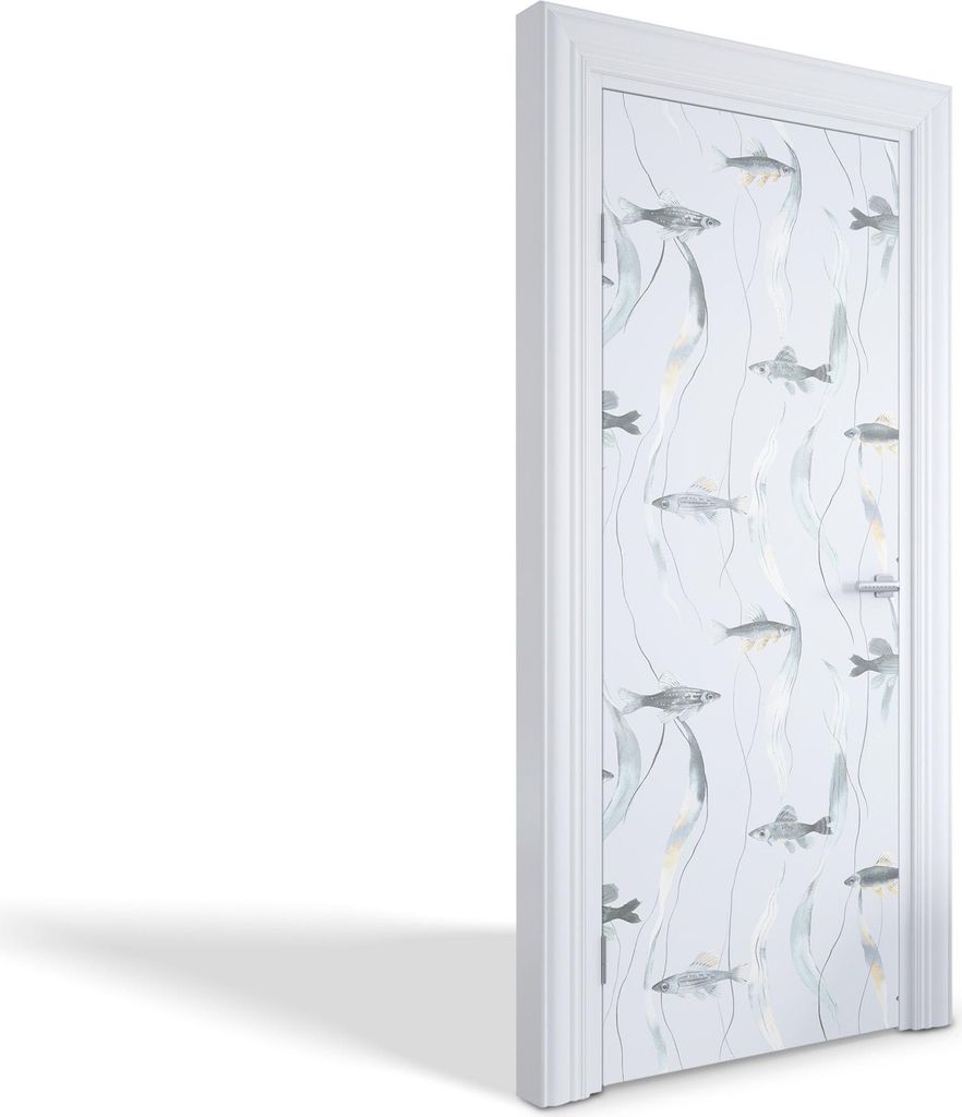 Selbstklebende Türfolien Kreativ Türtapeten Wandsticker - Fisch und Algen - 85 x 205 cm