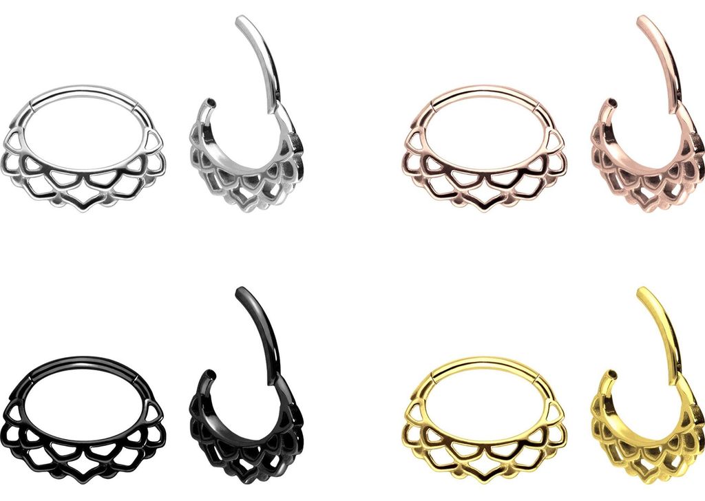 Ohrpiercing, Nasenpiercing, Septum Piercing Chirurgenstahl Segmentring Clicker ORIENTALISCHES DESIGN