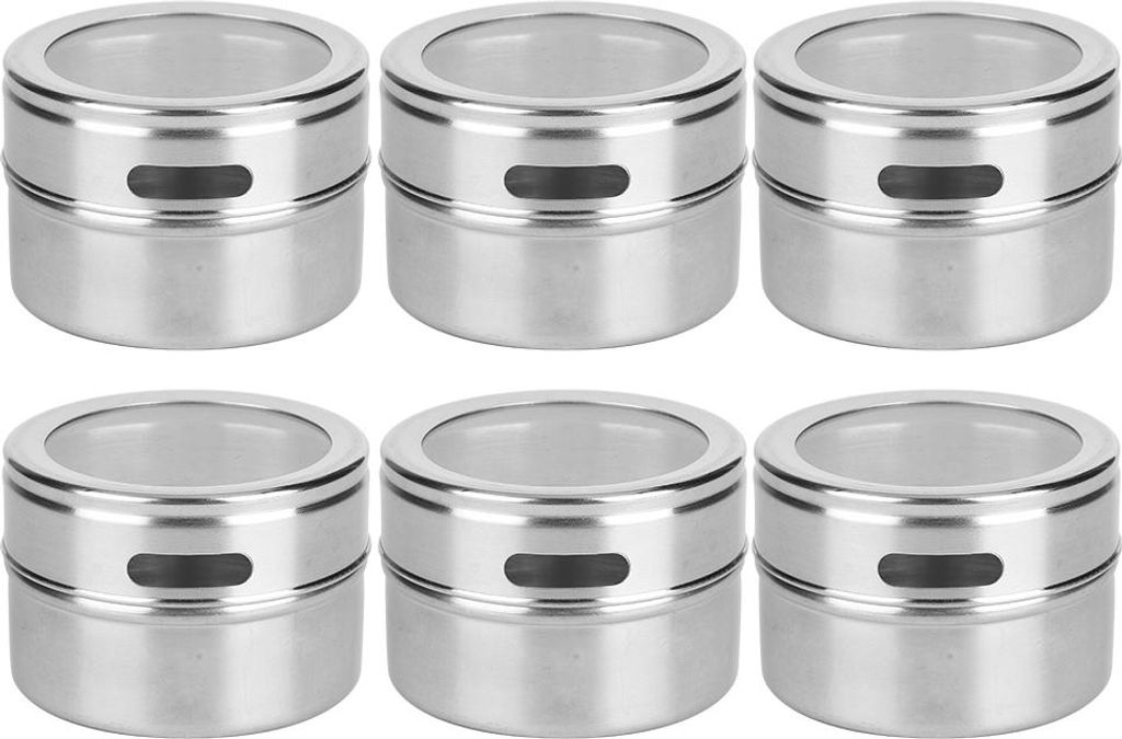 6Pcs/Set Edelstahl Gewürz Box Gewürz Tank Jars Pfeffer Gewürz Lagerung Container
