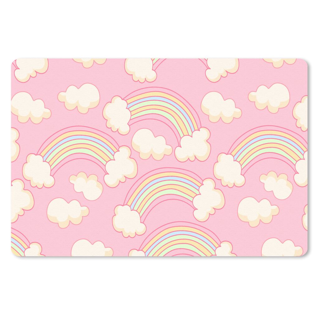MuchoWow Schreibtischunterlage Regenbogen - Wolken - Muster 60x40 cm - XXL Mauspad - Großes Mauspad