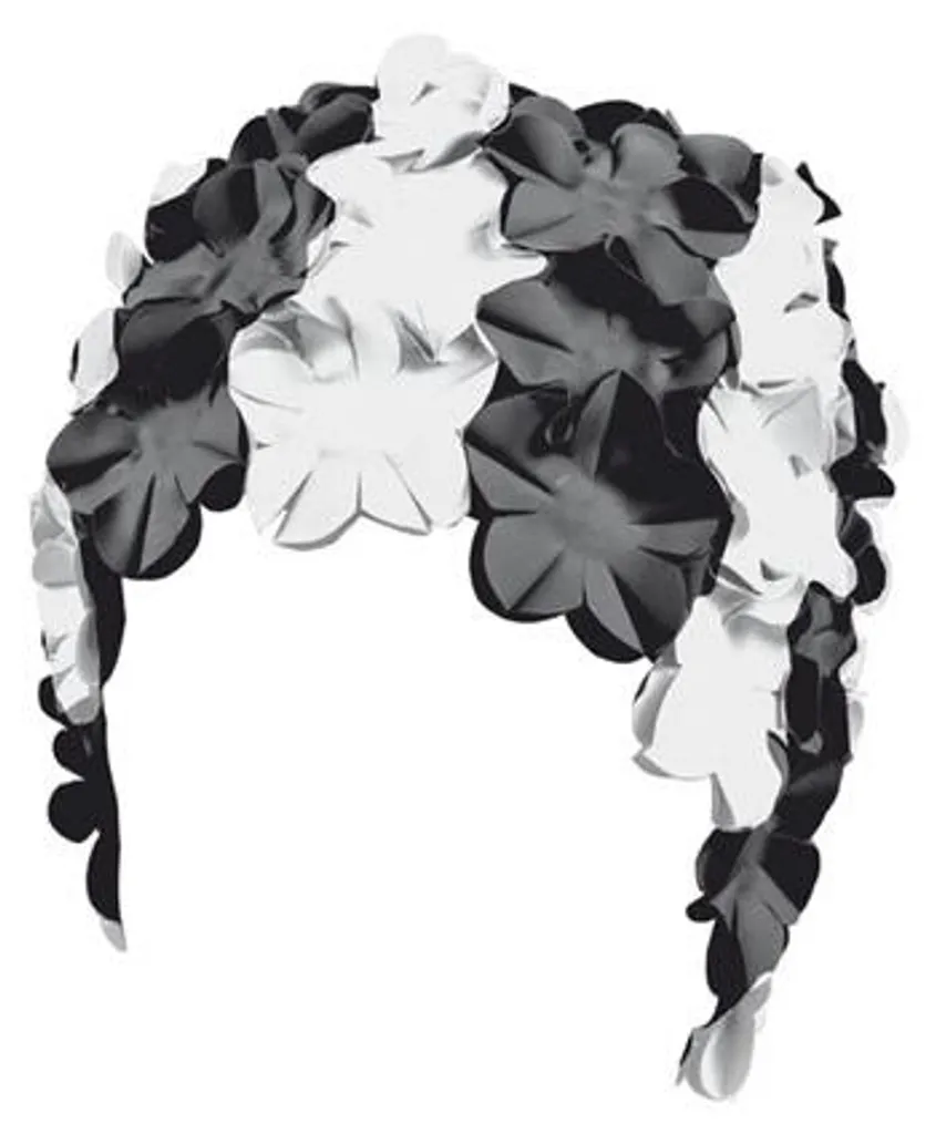 Bonnet de bain femme Beco caoutchouc avec relief fleurs noir et blanc