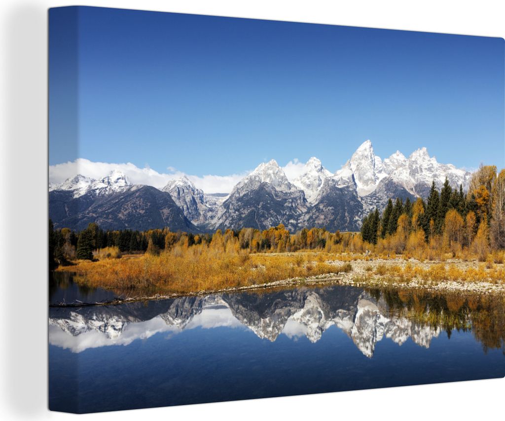 OneMillionCanvasses - Leinwandbilder - 150x100 cm, Amerika - Berg - Reflexion, Wandbilder Kunstdruck Wanddekoration