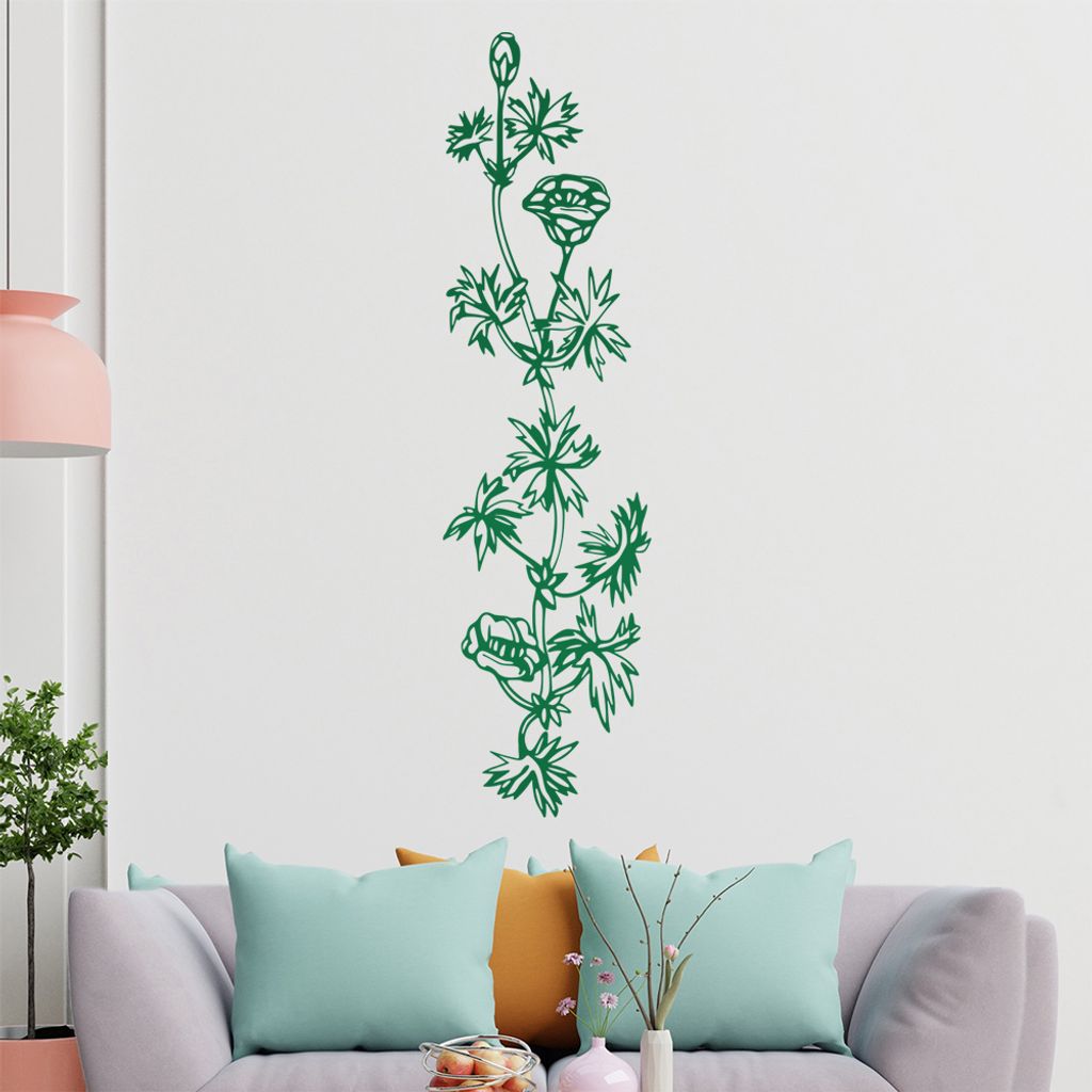 Blumen - Ranken Wandtattoo in 6 Größen - Wandaufkleber Wall Sticker - Dekoration, Küche, Wohnzimmer, Schlafzimmer, Badezimmer