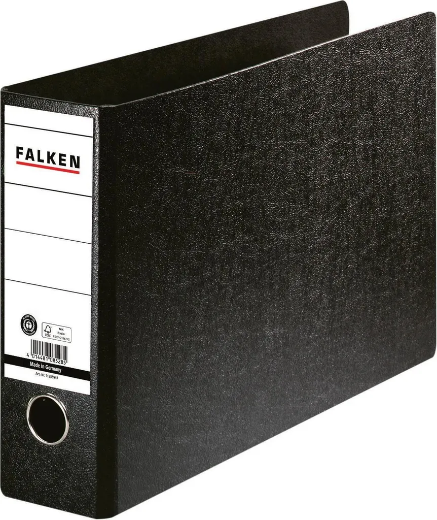 Falken 12x Classeur à levier carton A4 à l'italienne Noir 11285947000F