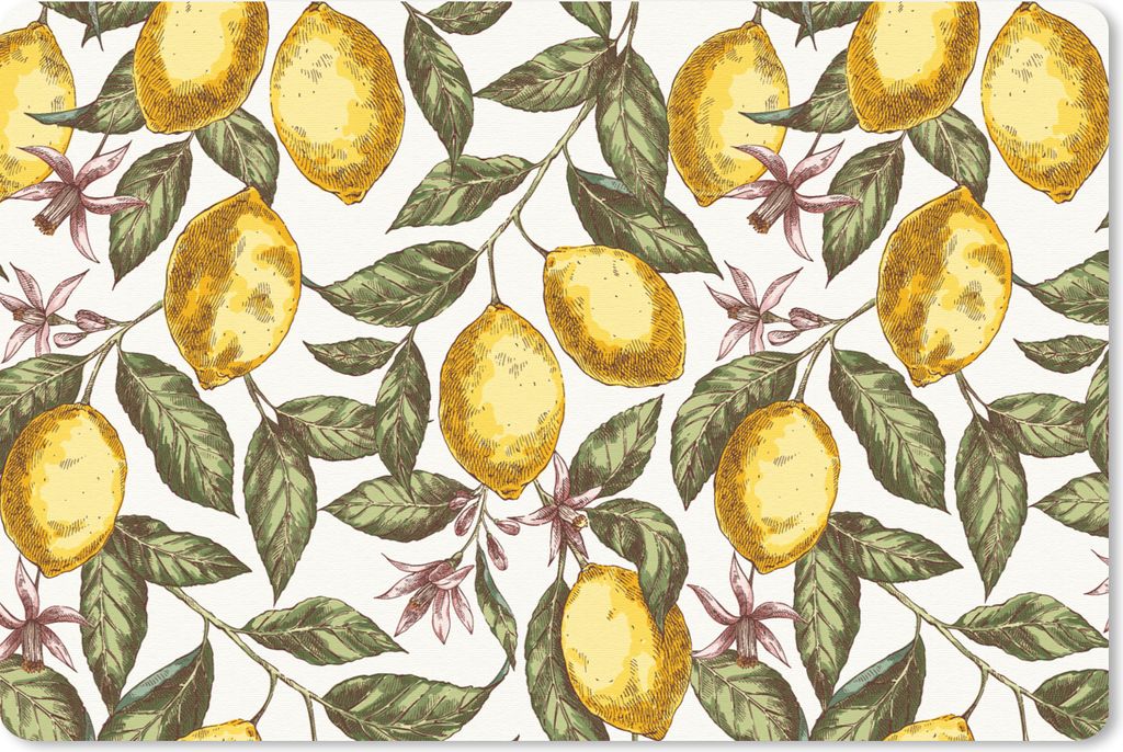 MuchoWow Mauspad Mousepad Muster - Blumen - Zitrusfrüchte 27x18 cm - Mousepads - Maus Mat - Pad - Mausunterlage - Büroartikel - Desk Matten