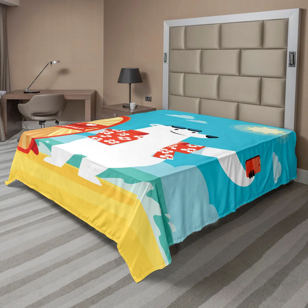 Drap de Dessus Décoratif Animaux Marins et Ours Polaire 260x228 cm