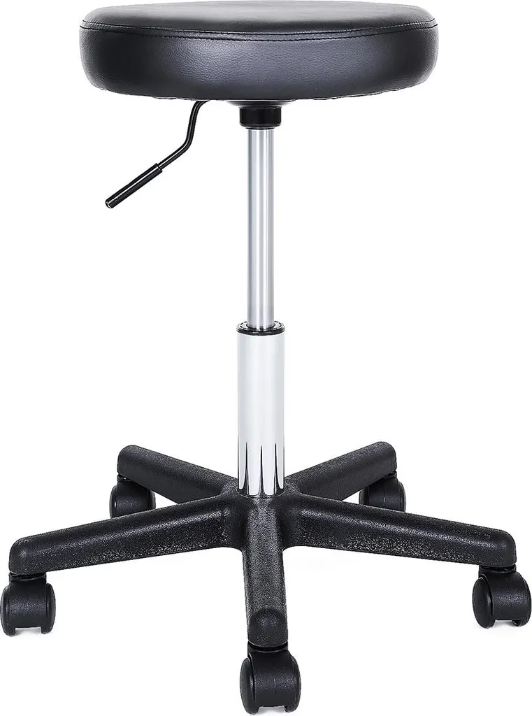 Tabouret pivotant noir sur roulettes anti-fatigue pour mal de dos assis