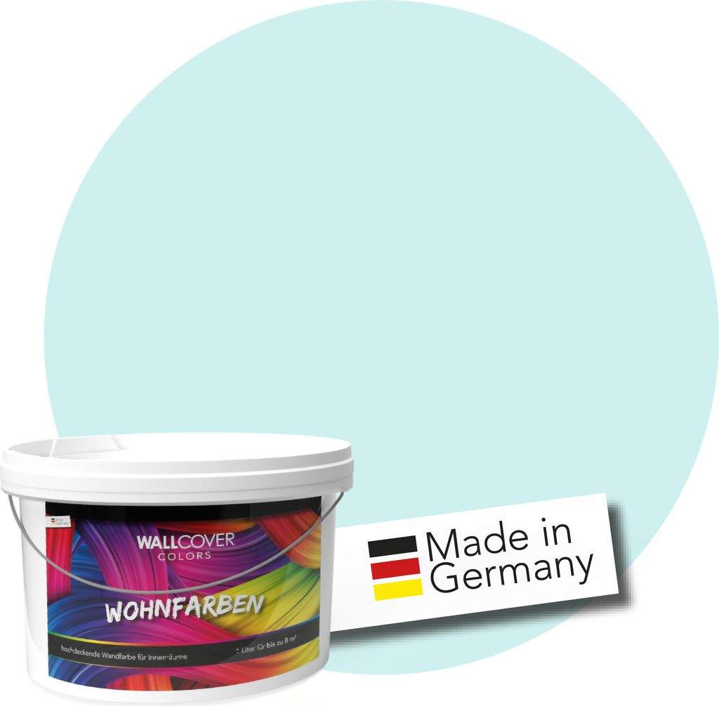 WALLCOVER Wandfarbe Pastell Türkis Hochdeckend Klasse 1 Matt 5L für 40 m²