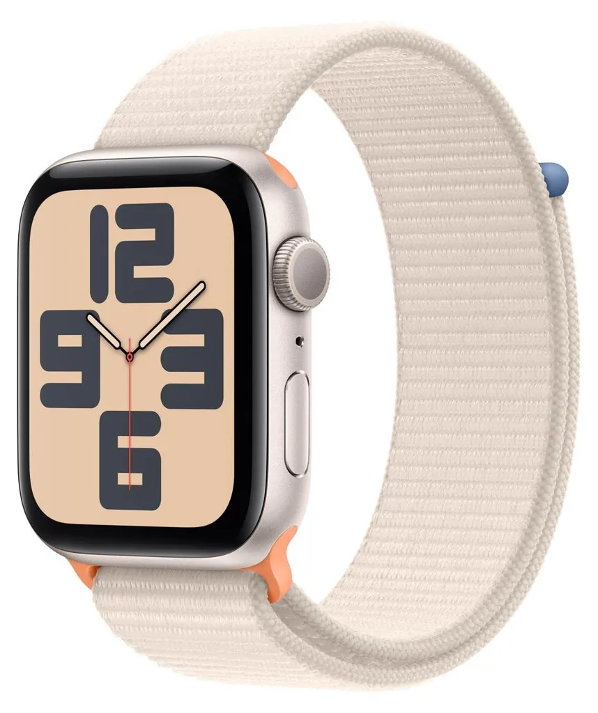 Apple Watch SE GPS 44mm Boîtier Aluminium Lumière Stellaire et Sport Loop