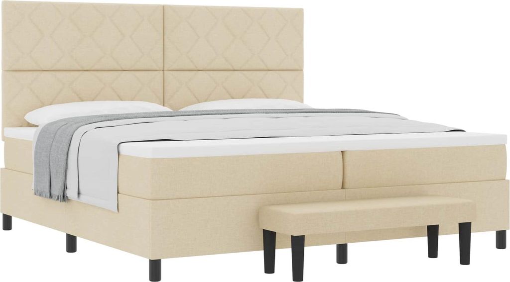 Boxspringbett mit Kopfteil Creme 200 x 200 cm Stoff