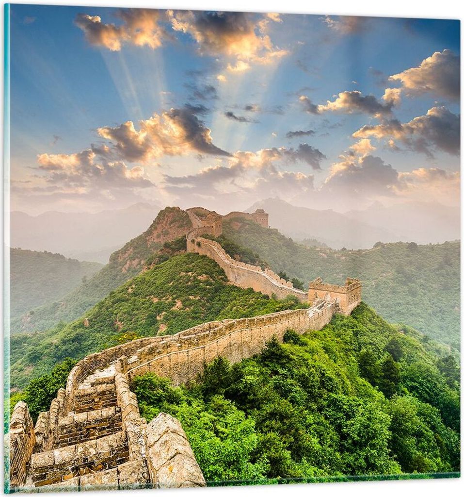 Bilder auf glas - Wand Berg asiatisch china - 50x50cm - Glasbilder - Wandbilder - Kunstdruck - zum Aufhängen bereit - Wanddekoration aus Glas - Gl...