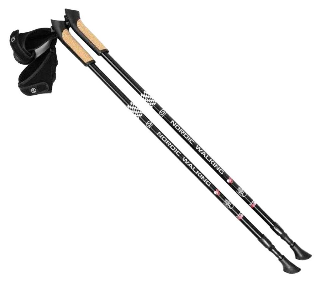 SMJ Sport - Teleskopischer Wanderstock "Long Life Nordic Walking" PP4187 (Einheitsgröße) (Schwarz/Beige/Weiß)