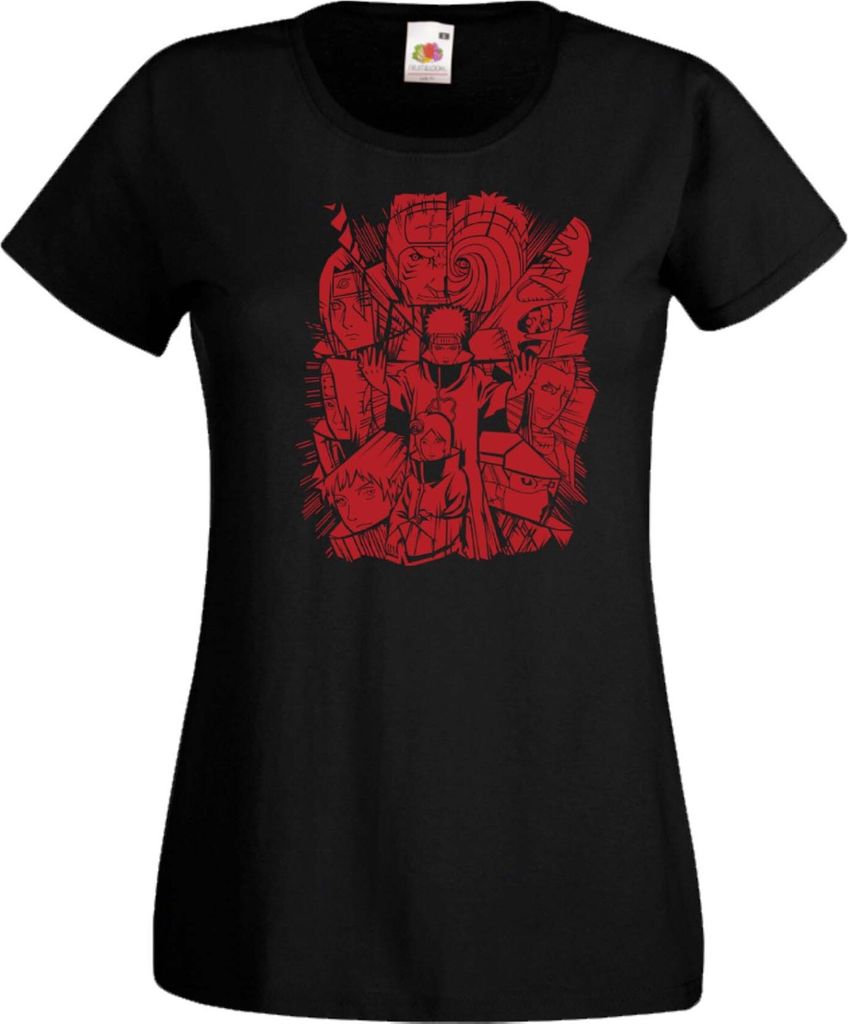 Damen T-Shirt Naruto Akatsuki Members Var-043 Akatsuki Group, Lady XS / Schwarz