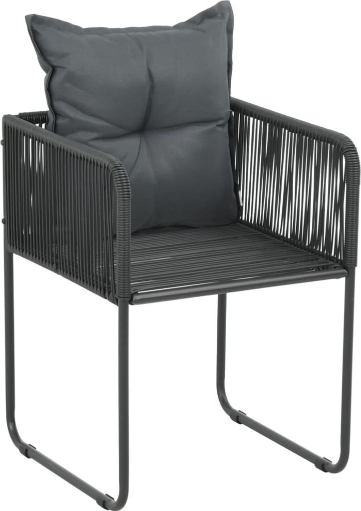 vidaXL Gartenstühle 2 Stk. mit Polstern Poly Rattan Schwarz Produktbild 