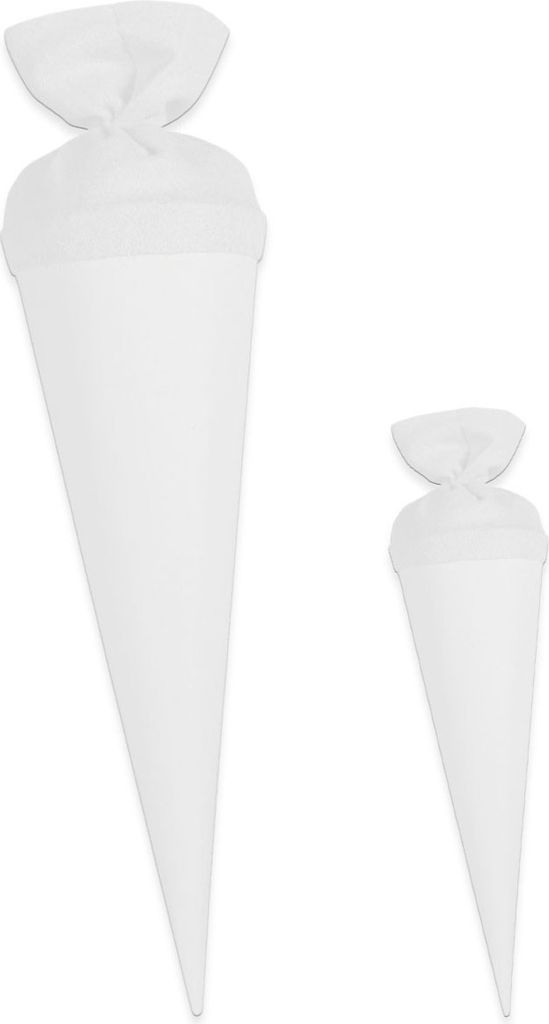 itenga Bastelschultüte 70cm und Geschwister 35cm mit Filzverschluss WEISS Set