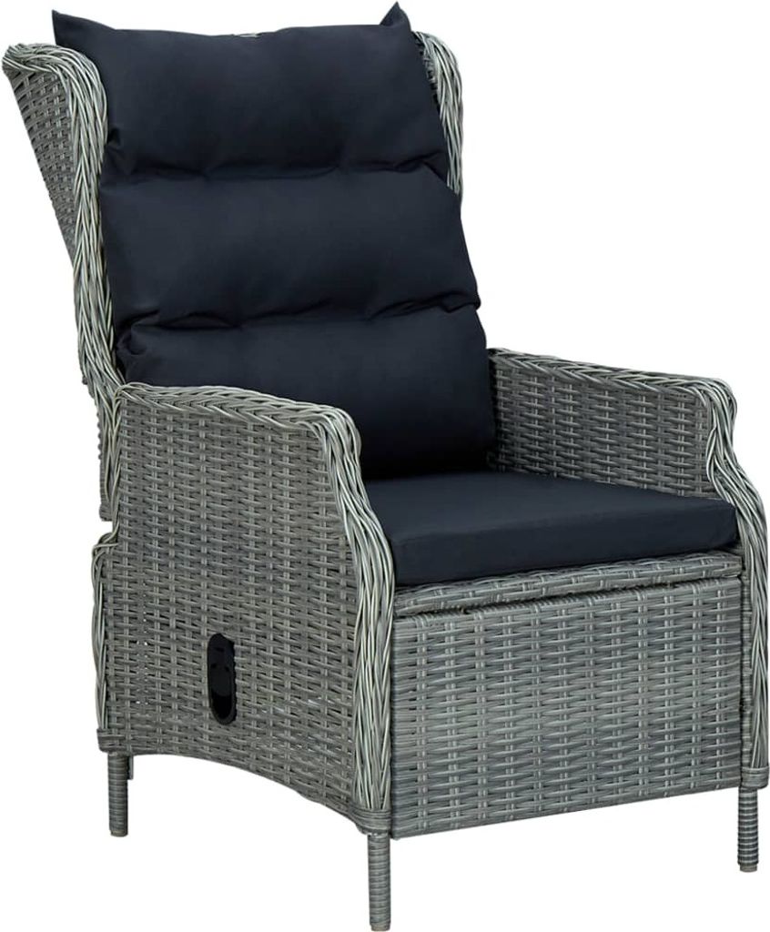Verstellbarer Gartensessel mit Auflagen Poly Rattan Hellgrau , Gartenstühle Design 2024