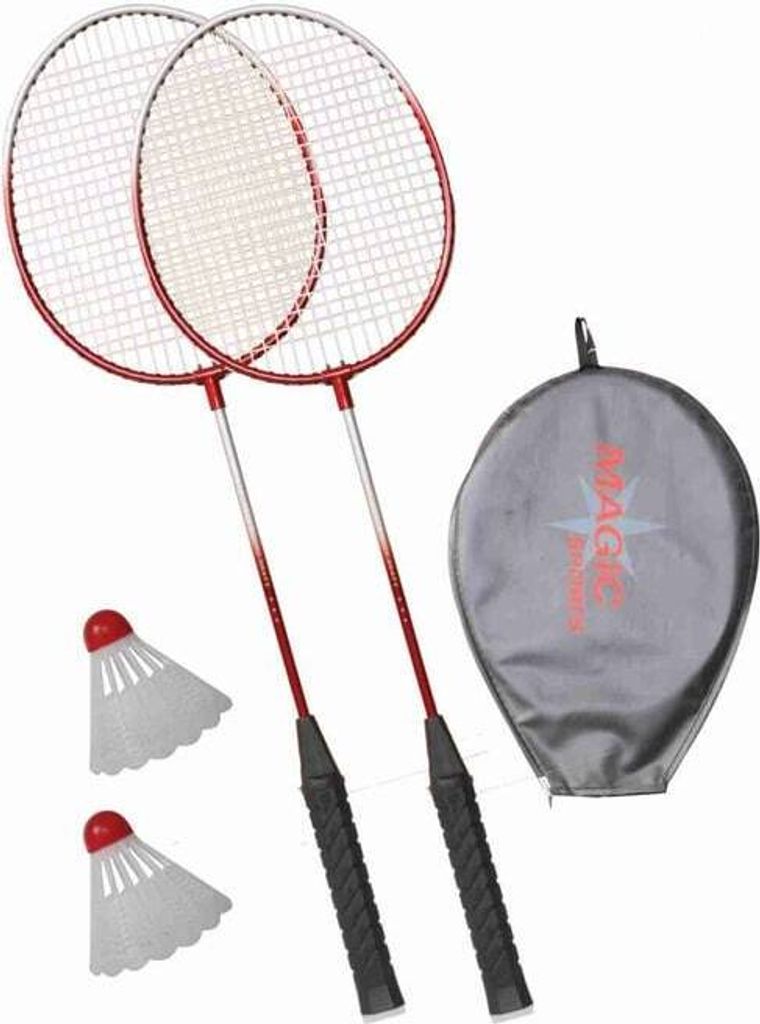 Schildkröt Badminton Set mit 2 Schlägern und 2 Federbällen, Schlägergröße ca. 66 x 20 cm