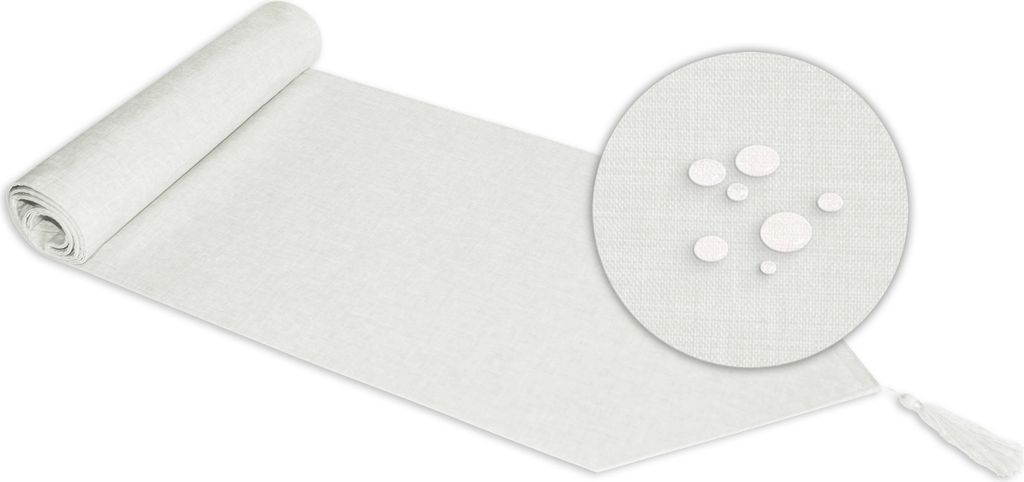 Tischläufer beschichtet Struktur Leinen-Optik Wasser abweisend Lotuseffekt Tischband #1124 weiß 40x100 cm