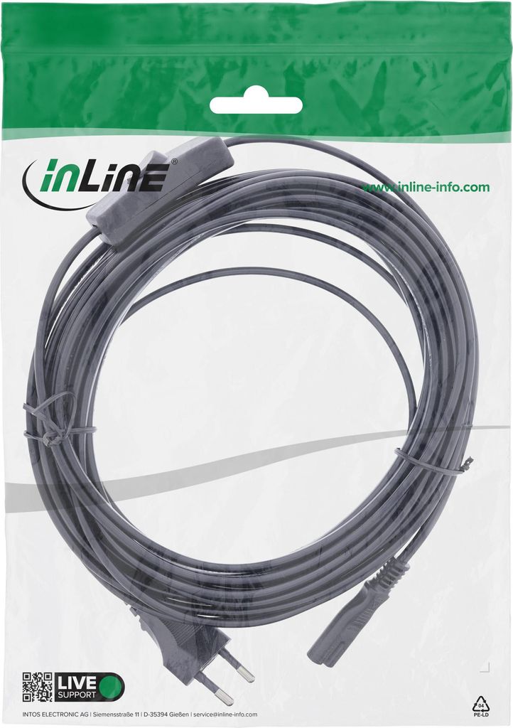 InLine 16159, 10 m, CEE7/16, IEC C7, H03VVH2-F, 250 V, 2.5 A