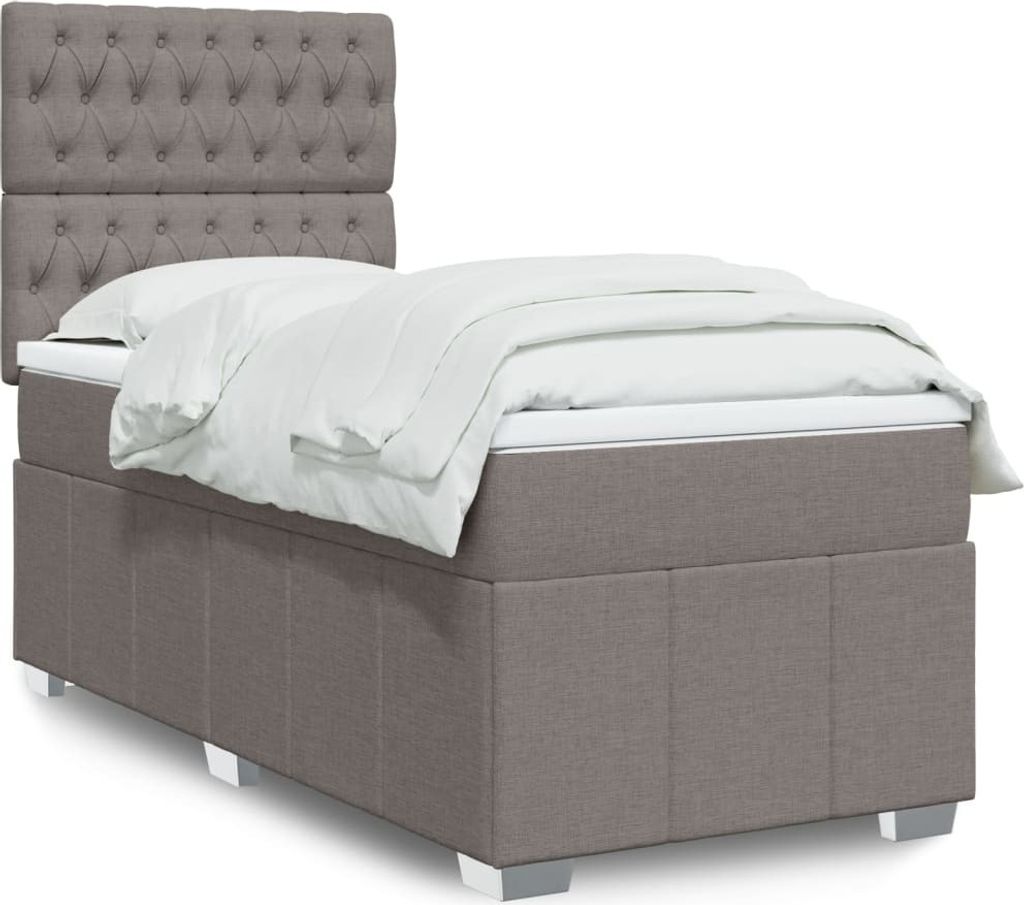 Boxspringbett mit Matratze Taupe 100x200 cm Stoff, Klassische Betten 2024 Neu