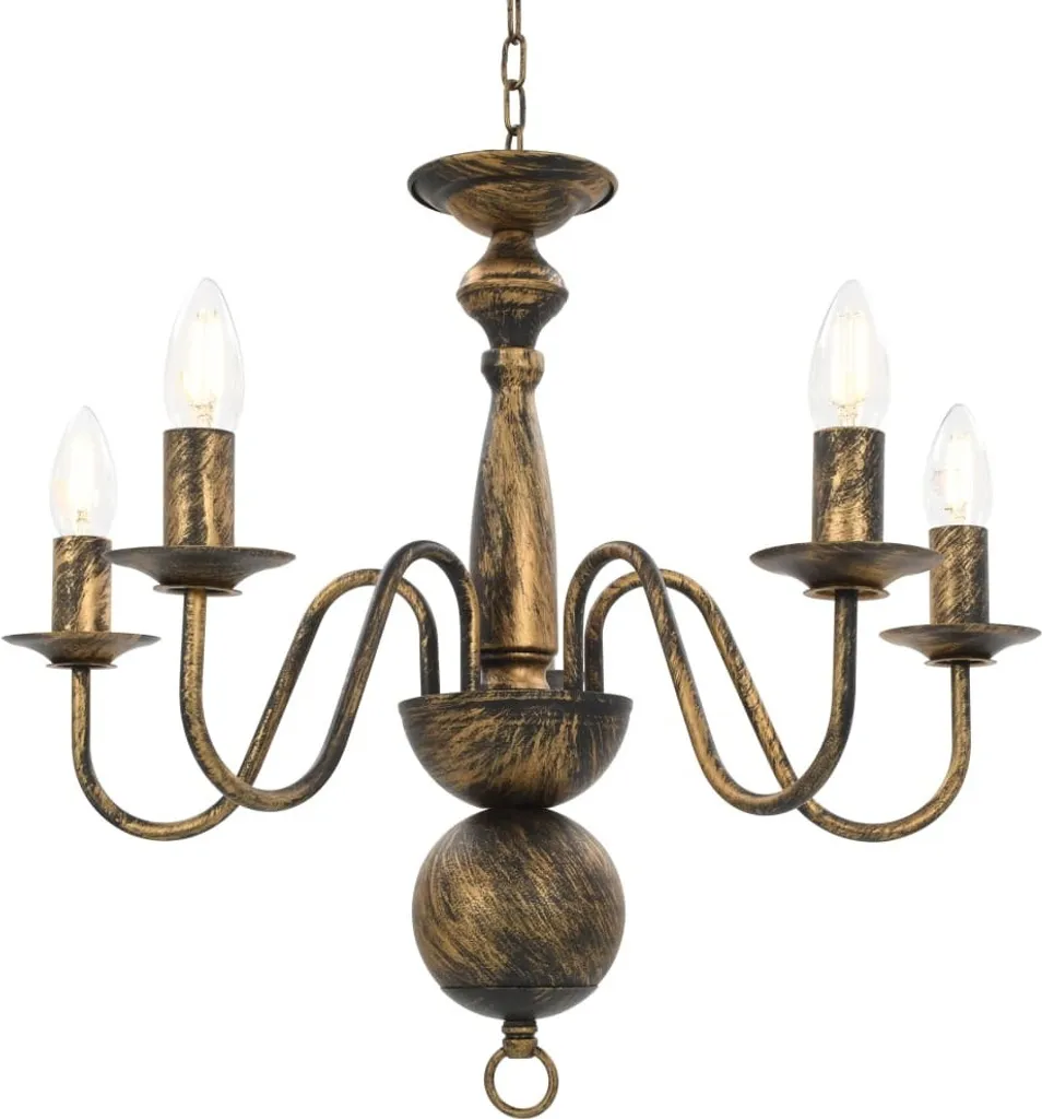 Lustre antique noir vidaXL avec 5 douilles E14 pour éclairage classique