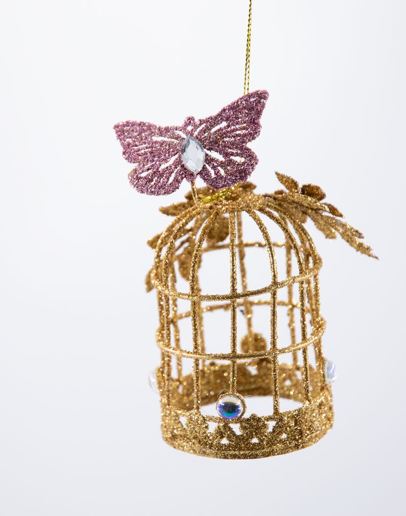 Vogelkäfig Birdcage Schmetterling Blumen XMAS Christbaumschmuck Weihnachtsschmuck